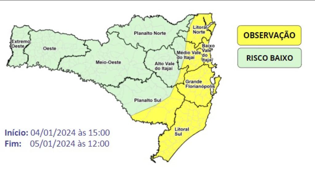 SC tem previsão de até 100 mm de chuva nesta sexta (5)