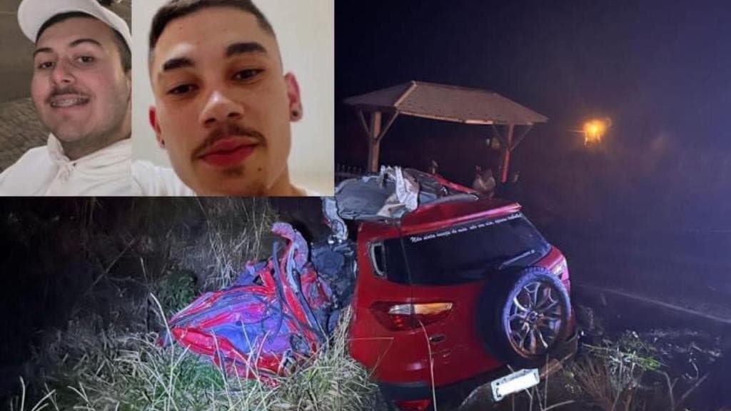 Carro parte ao meio e dois jovens morrem na BR-282, em SC