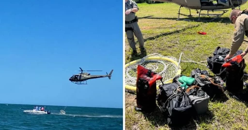 Mochilas com drogas são encontradas boiando em mar de Penha