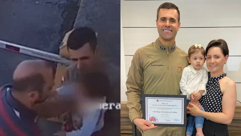 VÍDEO: Criança de 2 anos engasga e é salva por policial militar em SC