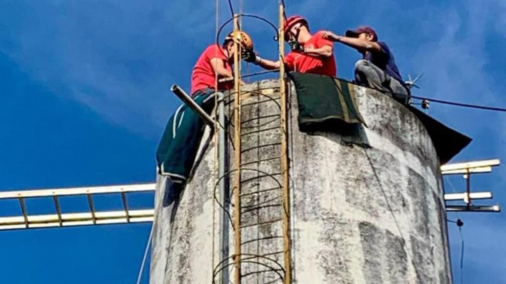 Trabalhador é resgatado em caixa d”água após ficar quatro horas esperando socorro