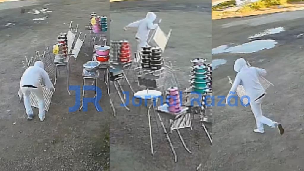 “Na cara de pau”, homem passa em frente à loja e decide furtar produtos, em Porto Belo