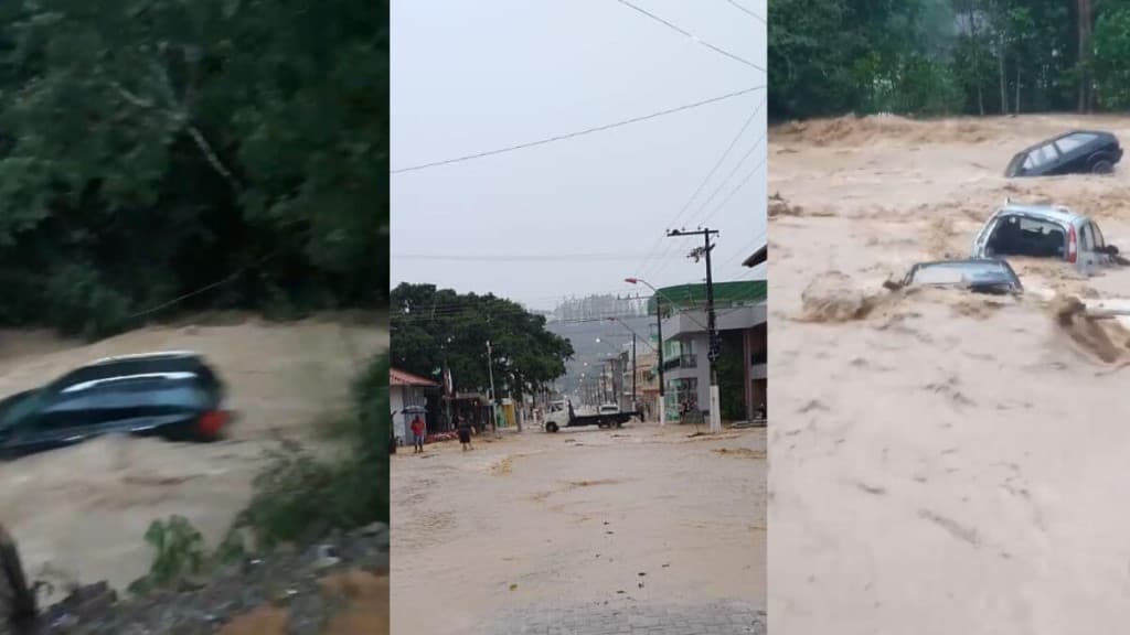 Temporal provoca enxurrada e arrastamento de carros no Alto Vale do Itajaí