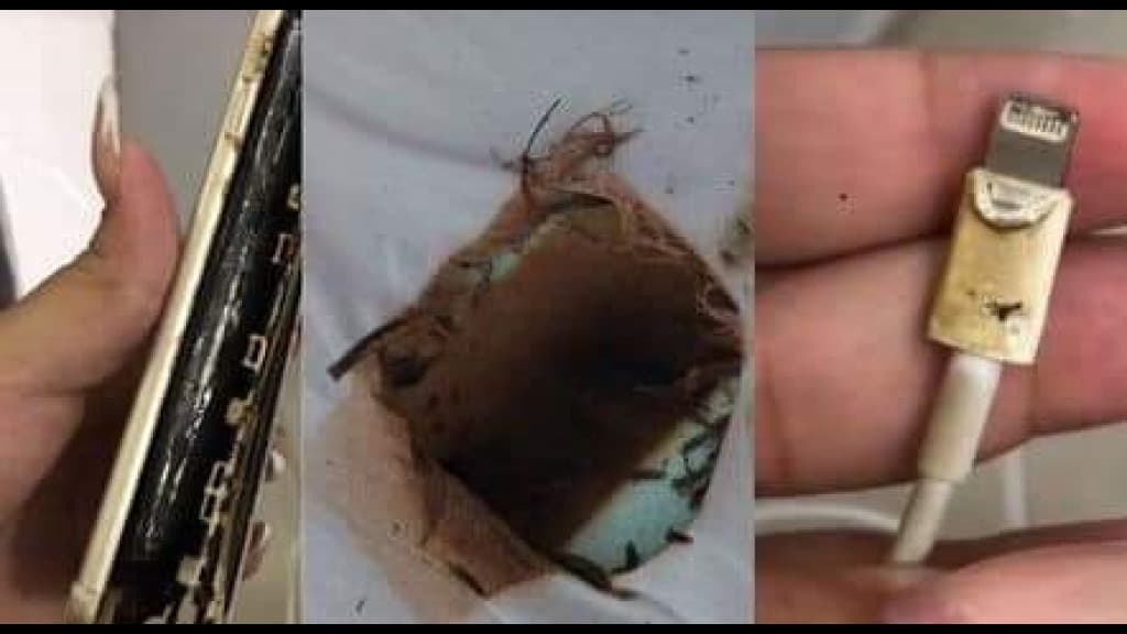 Celular explode durante carregamento ao lado de menina dormindo