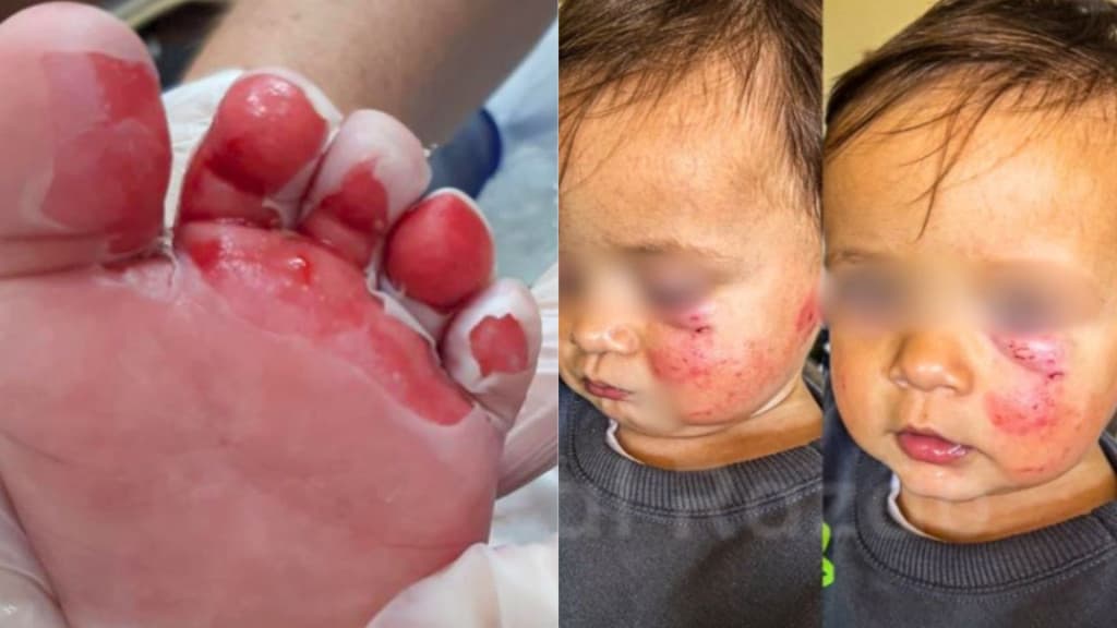 Bebê fica com pé em “carne viva” após banho em creche: “mais um caso”