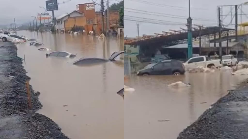 Enchente transforma ruas de cidade em cemitério de veículos no RS