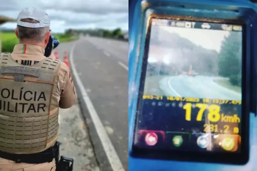 Carro é flagrado transitando a 178 km/h em rodovia catarinense