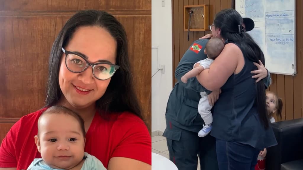 Encontro comovente: mãe agradece bombeira por salvar bebê em chamada de emergência