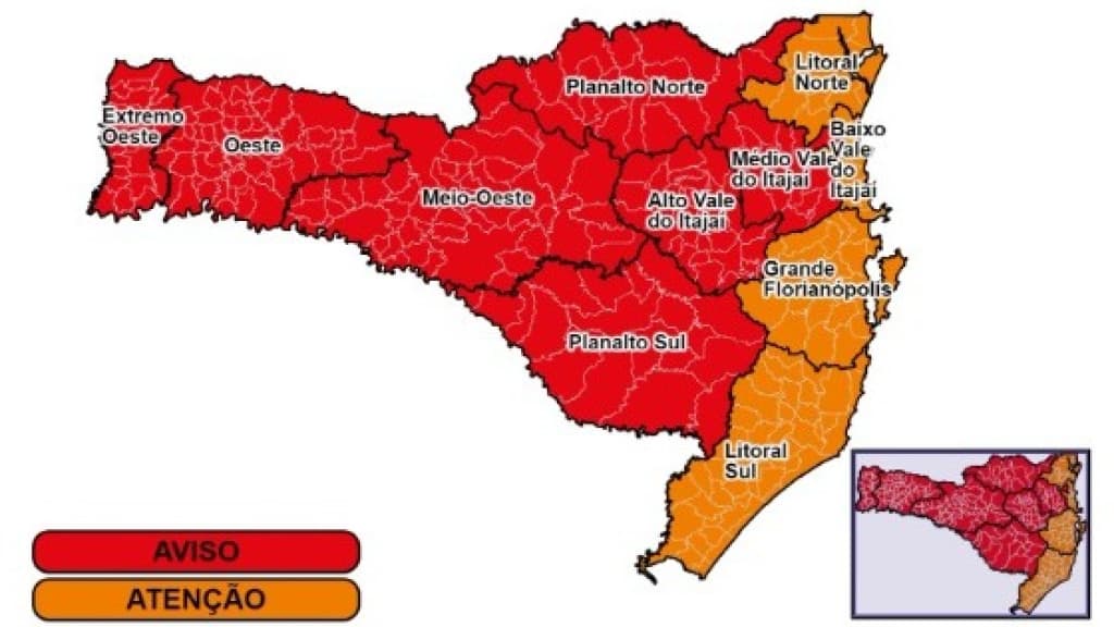 URGENTE: Defesa Civil emite alerta vermelho para os próximos dias em SC