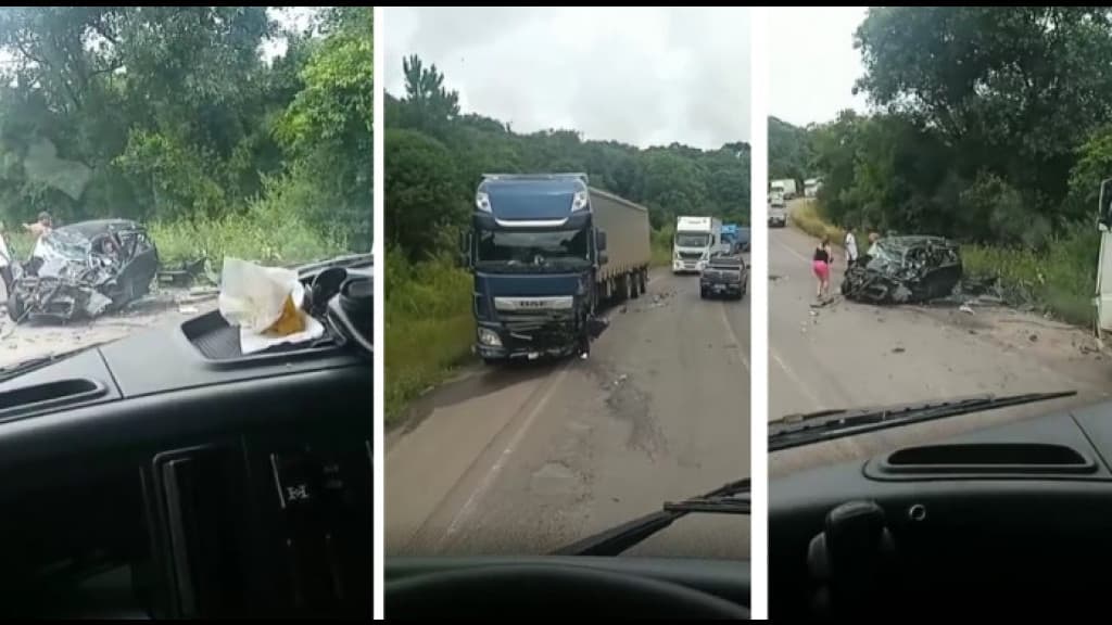 Acidente envolvendo carros e carretas deixa criança e adulto mortos em SC