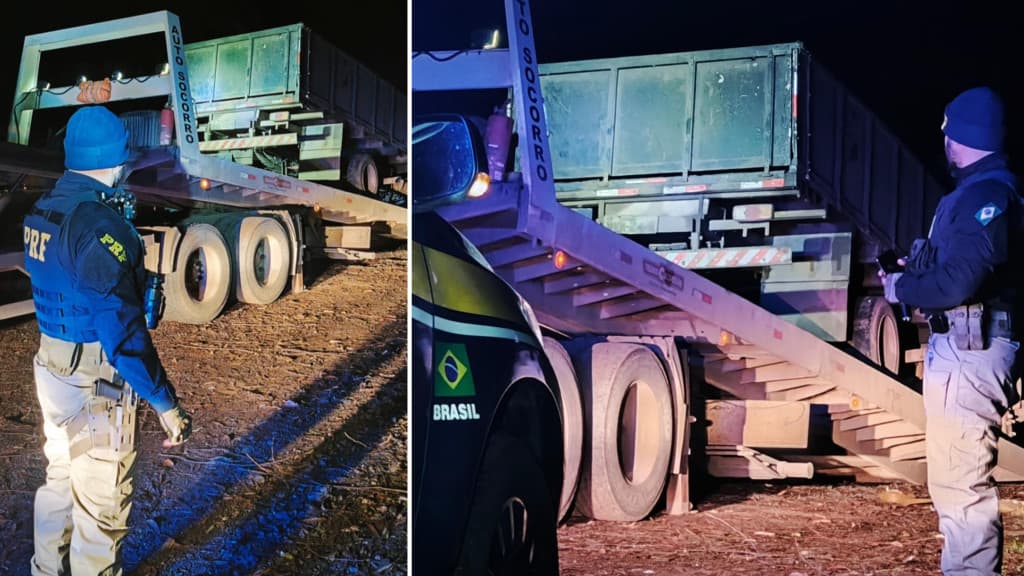 Caminhão que utilizava lanterna de celular como farol é apreendido