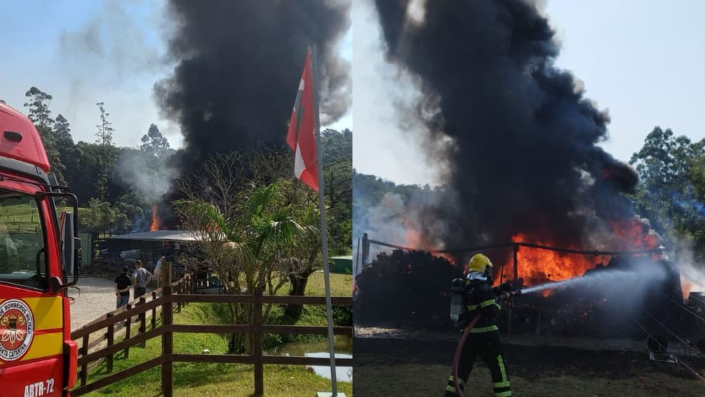Clube de tiro é atingido por incêndio em Santa Catarina