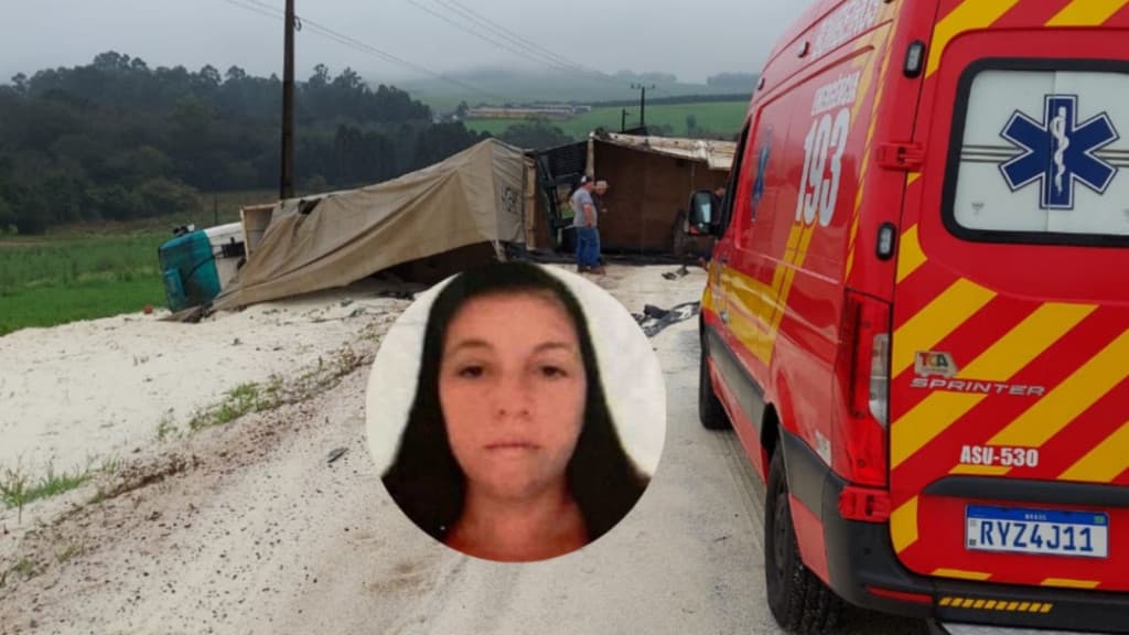 Mulher morre esmagada por carreta enquanto caminhava com o marido na SC-480