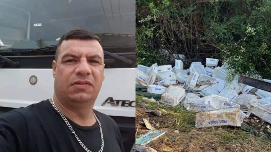 Caminhoneiro de SC morre após tombar caminhão carregado de peixe no RS
