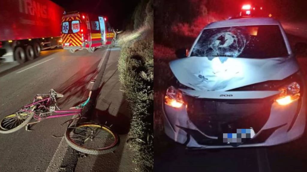 Idoso de bicicleta morre atropelado por veículo na SC-418