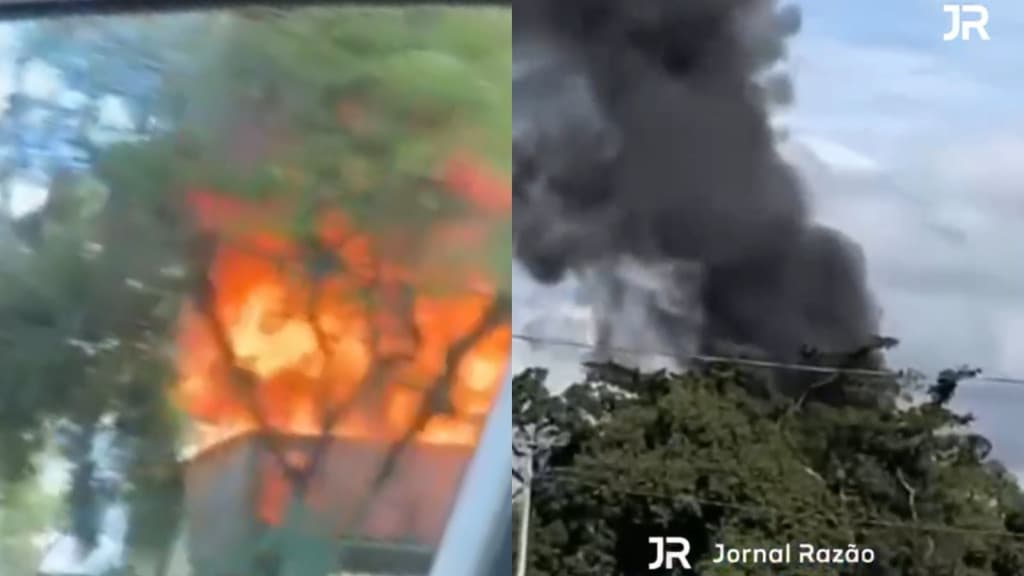 URGENTE: Incêndio consome parquinho no pátio do Casarão Gallotti em Tijucas