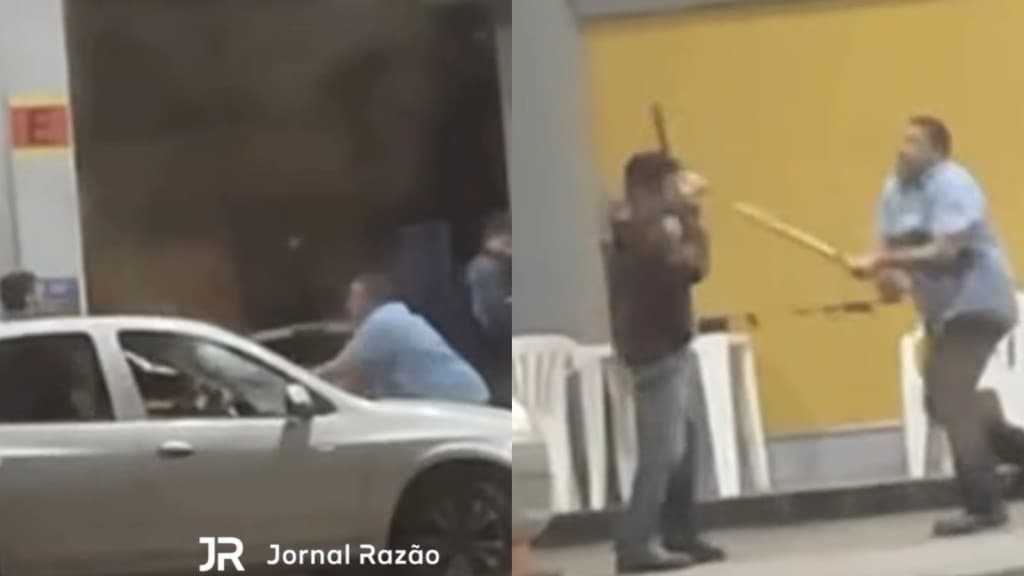 “Bota10zão ai”: cinegrafista amador flagra confusão em posto de combustível de SC