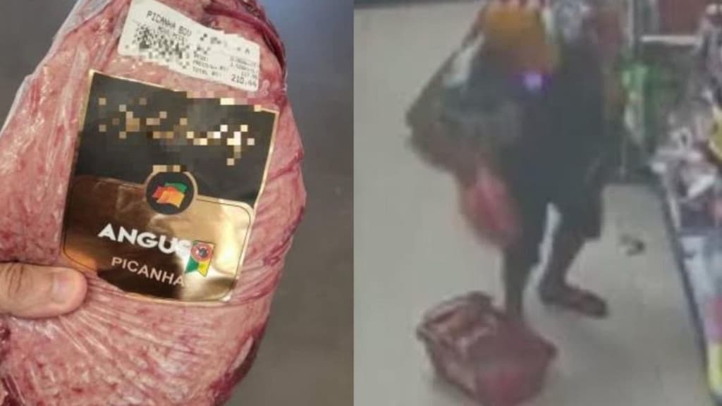 Homem furta picanha de supermercado e esconde em lugar inusitado