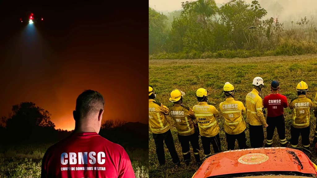 Incêndios no Pantanal: Bombeiros de SC redirecionados para área de risco