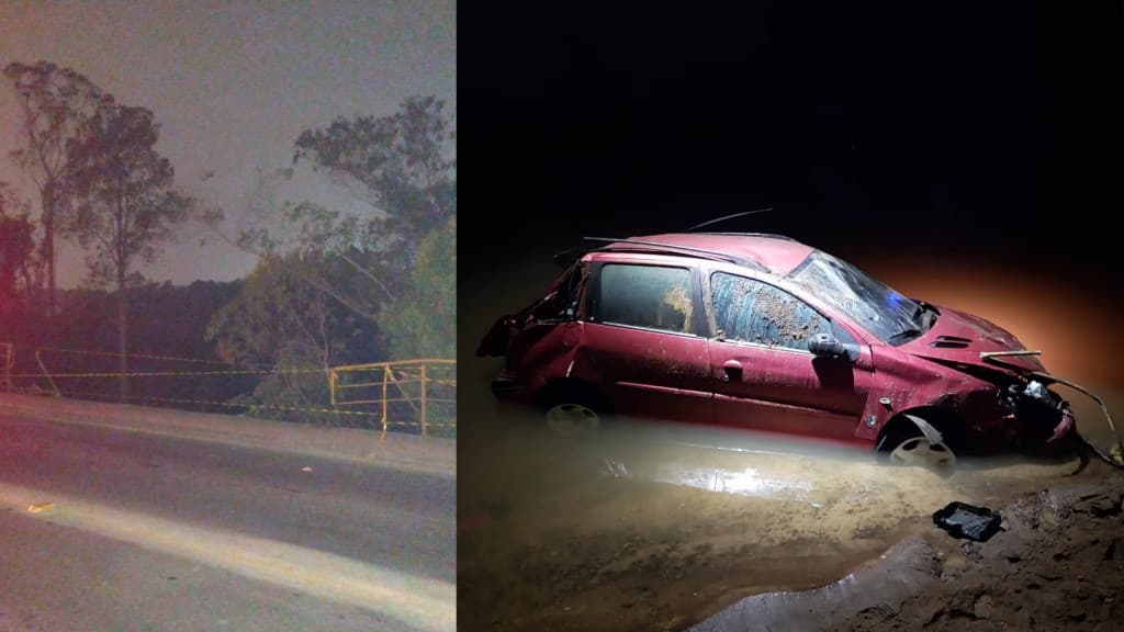 Jovem sobrevive após carro cair de ponte de 10 metros em Criciúma