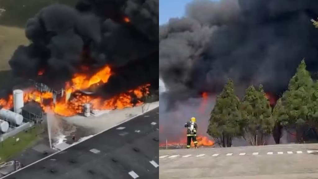 “Explosões muito fortes”: Bombeiros tentam impedir tragédia após incêndio atingir indústria química em SC