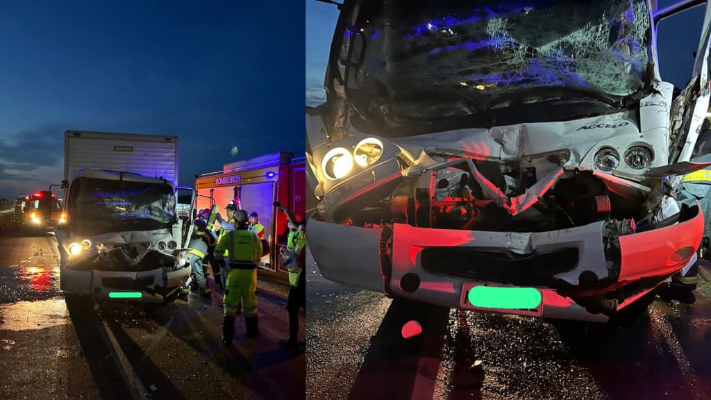 Motorista fica preso nas ferragens após colisão violenta entre caminhões na BR-101