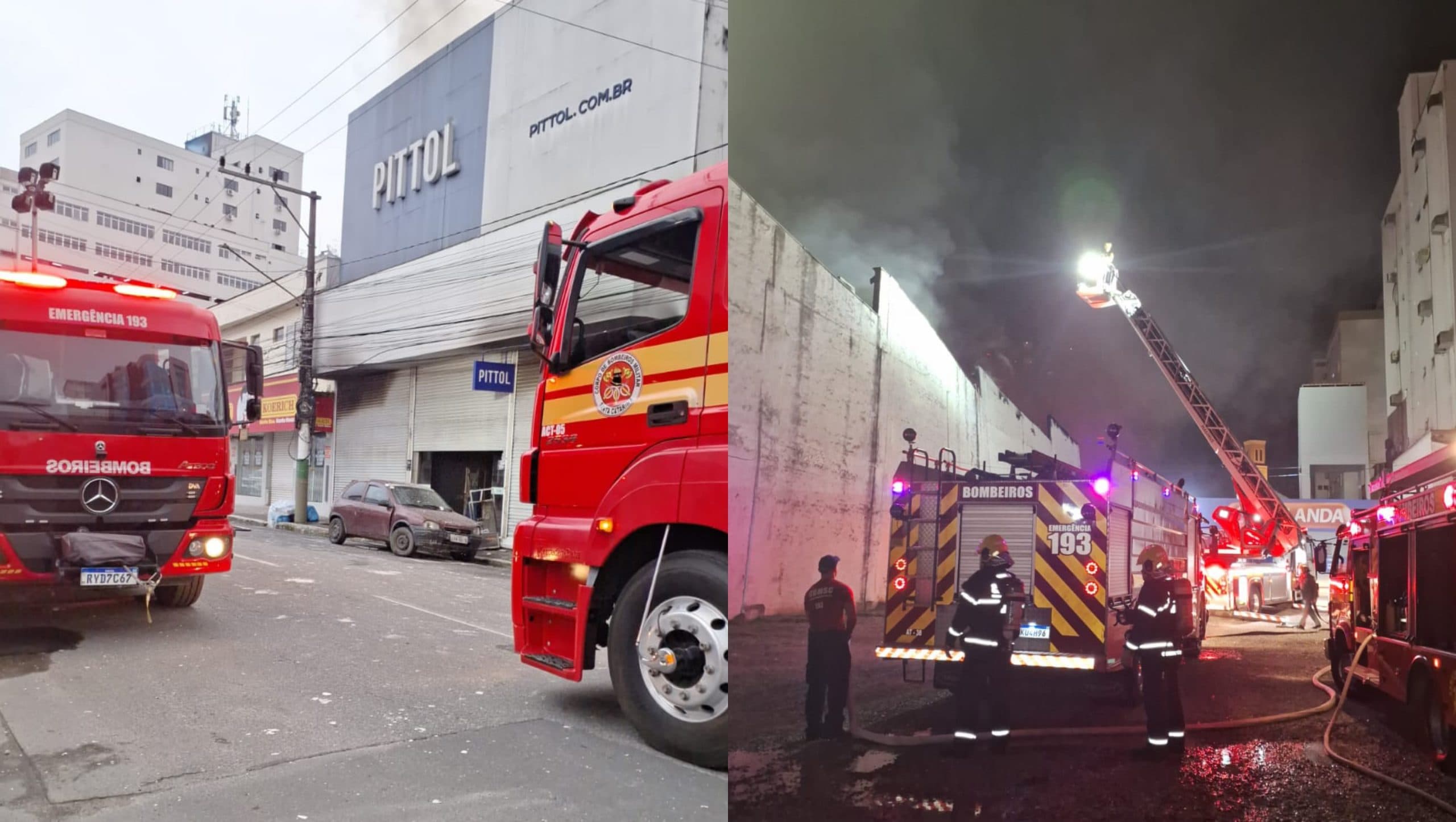Chamas devastam comércio e danificam estruturas vizinhas em Brusque