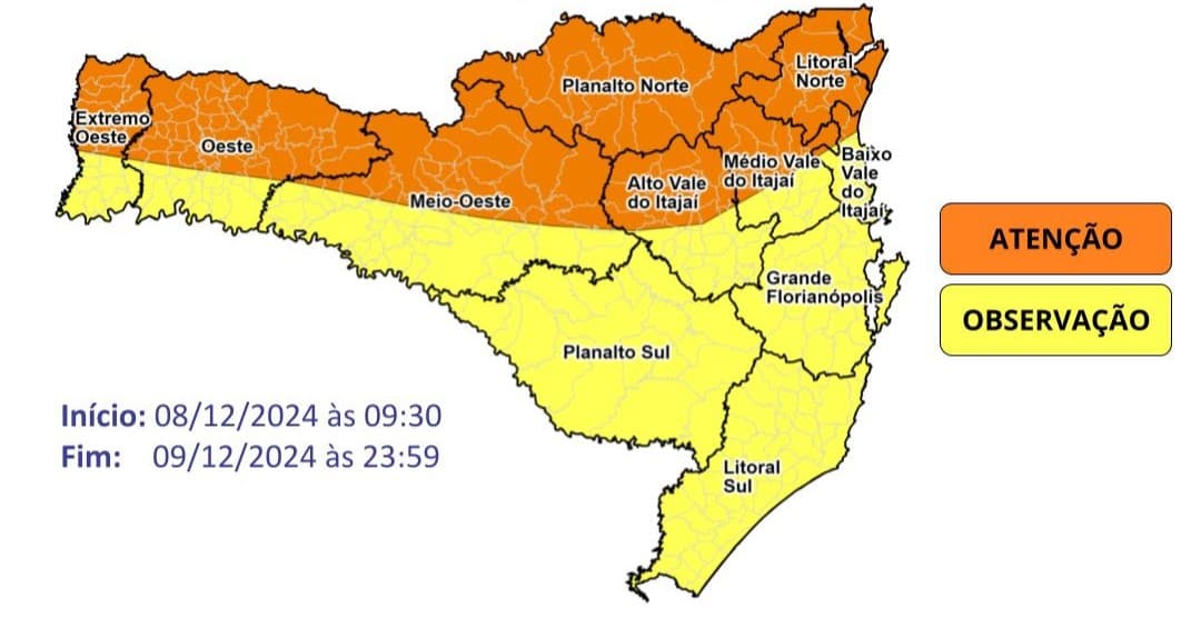 Chuvas intensas em SC: alerta máximo para alagamentos e deslizamentos