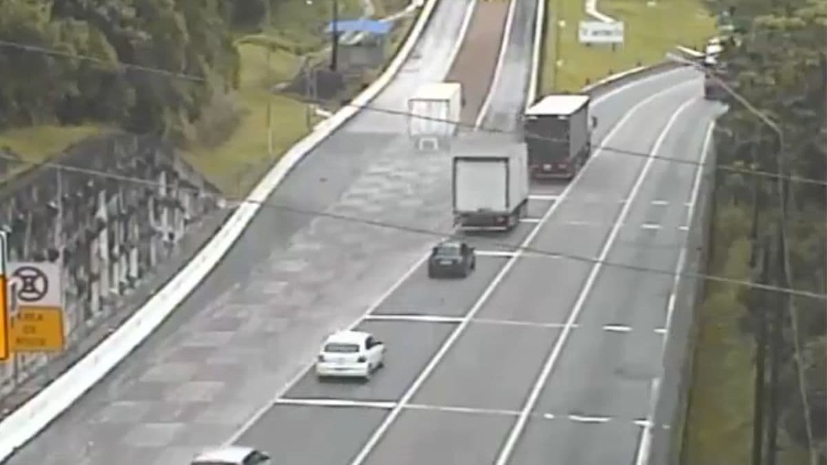 Motorista usa área de escape e evita tragédia com carga de 28 toneladas de frango na BR-376