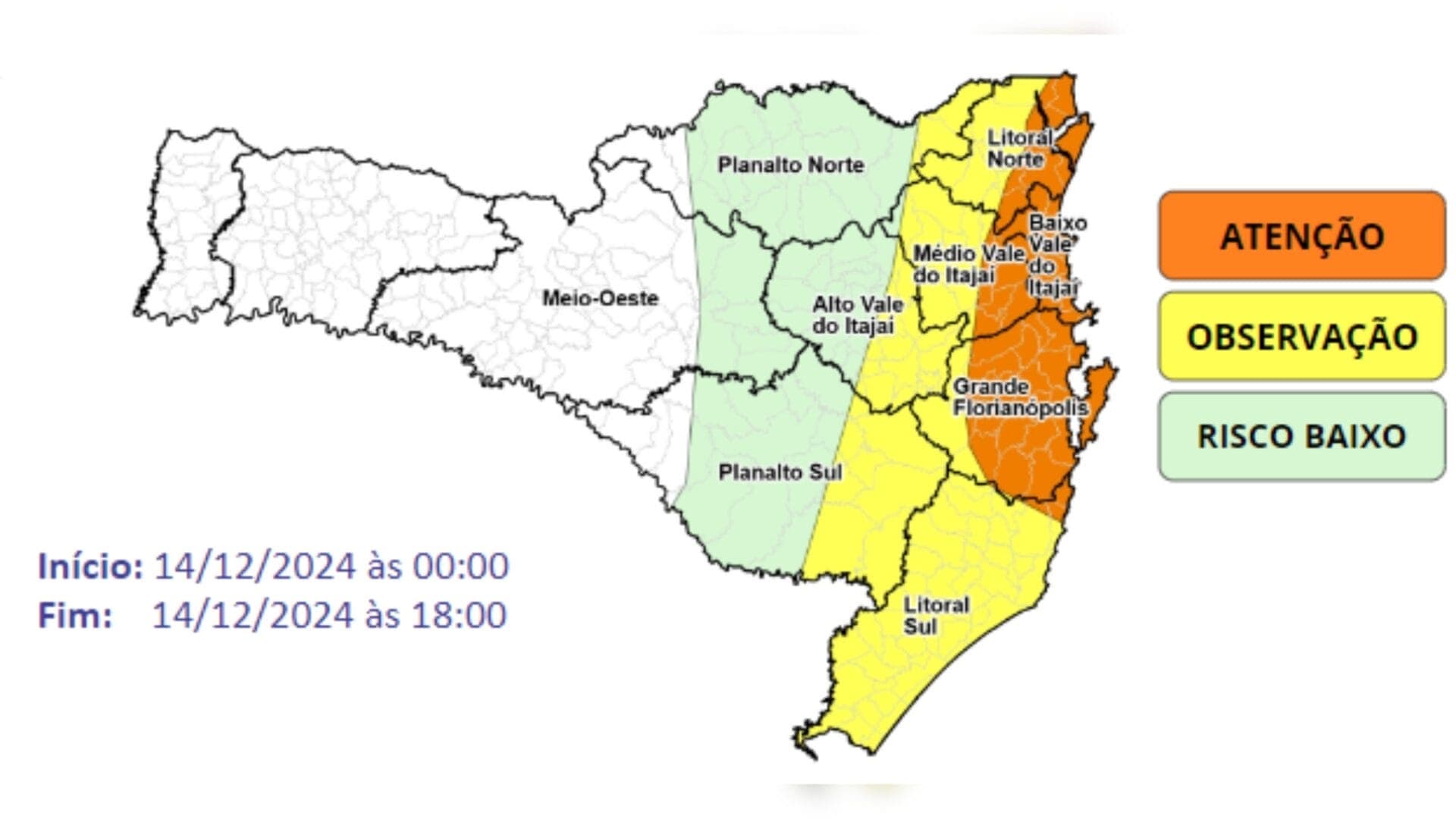 Chuva intensa e ventos fortes deixam Santa Catarina em alerta neste fim de semana