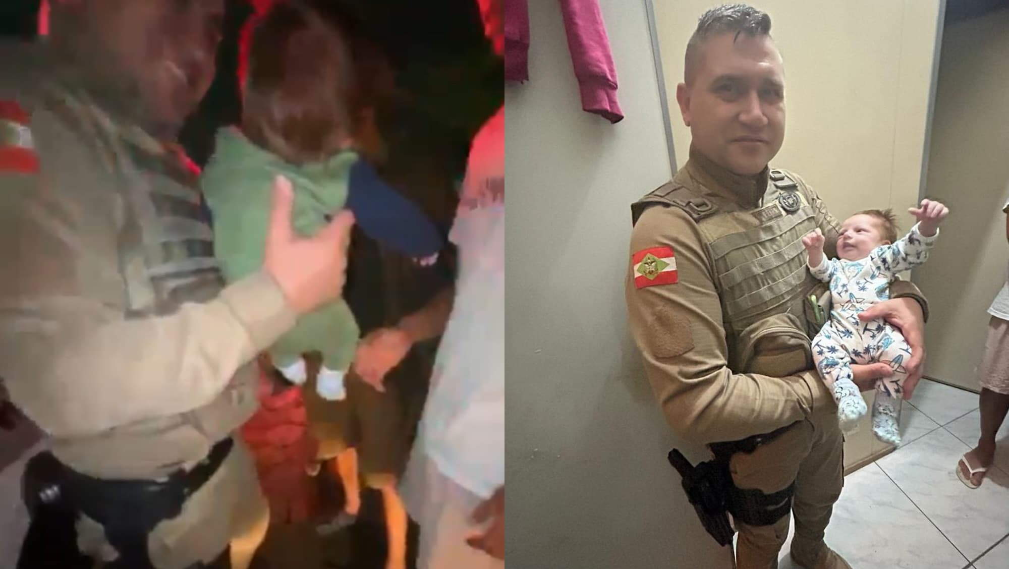 Bebê recém-nascido é salvo por policiais em momento de desespero em Tijucas