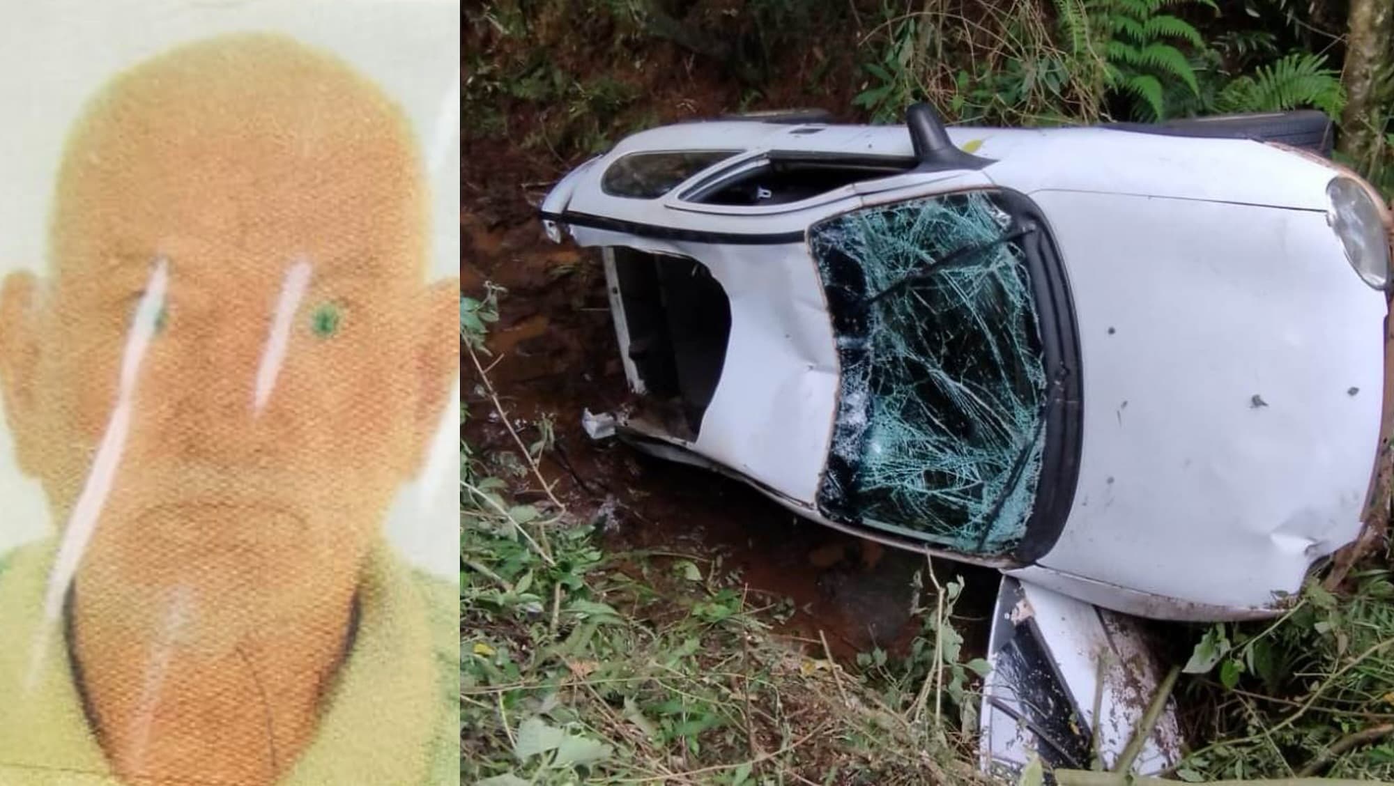 Idoso é resgatado em estado grave após mais de um dia preso em carro acidentado