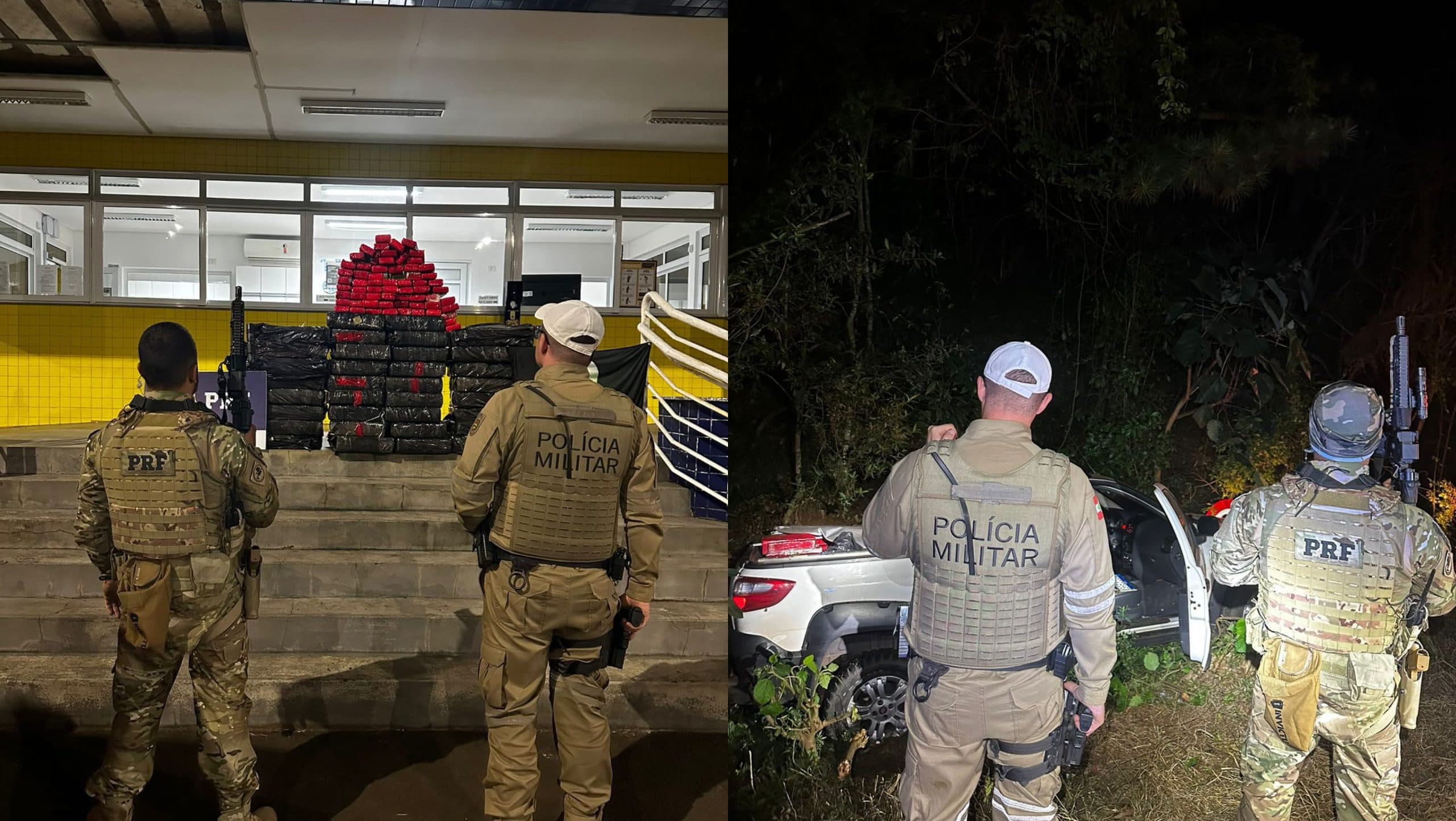 Motorista tenta escapar com mais de 500 kg de maconha, perde controle e é preso pela PRF