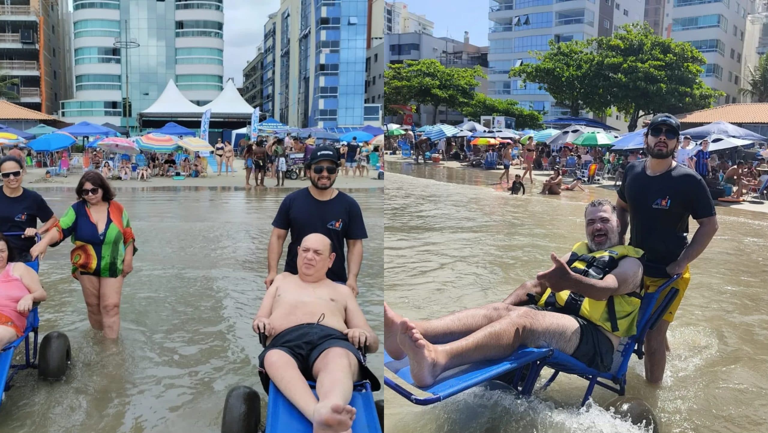 Itapema promove inclusão com banhos de mar adaptados