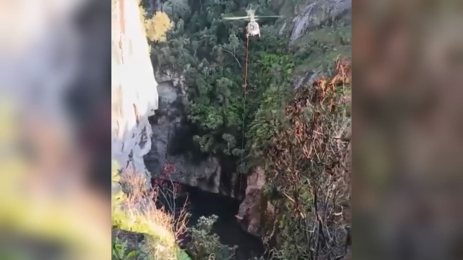 Homem é salvo pelo Águia da PM após queda de caiaque na Garganta do Diabo em SC