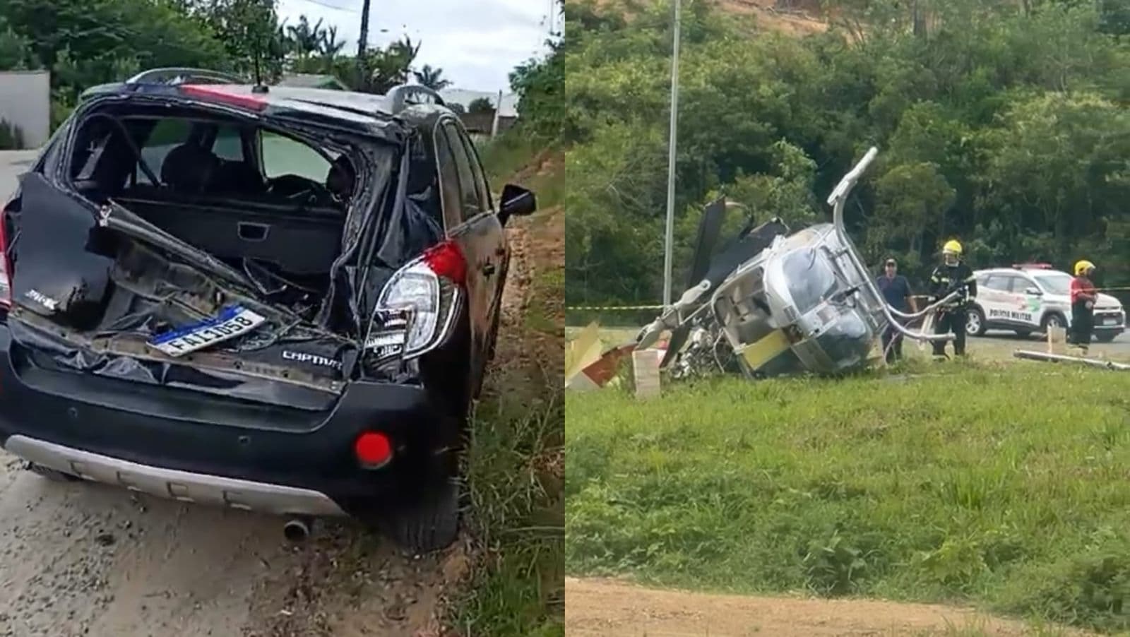 Peça de helicóptero que caiu em praia de SC atingiu carro a quase 1 km do acidente