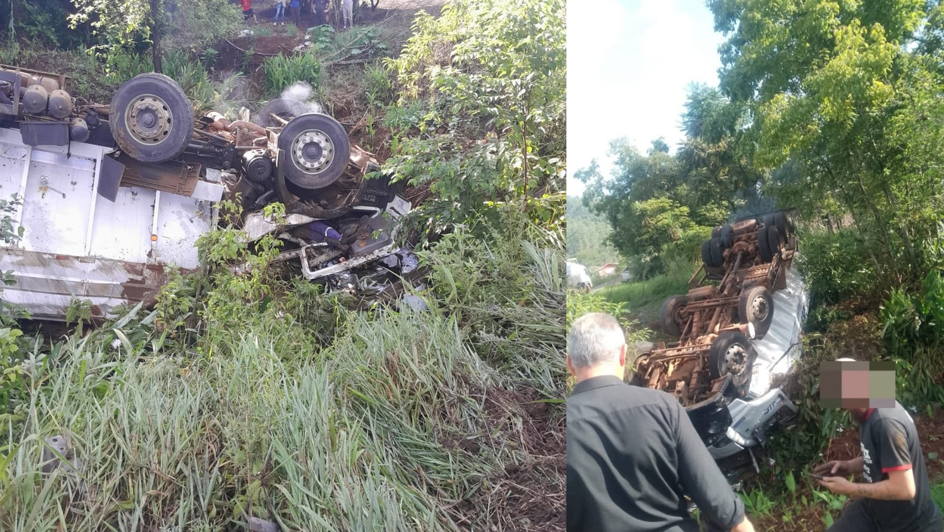 Motorista morre após caminhão graneleiro tombar na SC-155