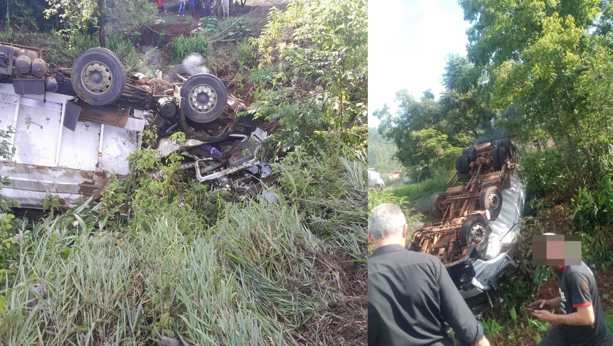 Motorista morre após caminhão graneleiro tombar na SC-155