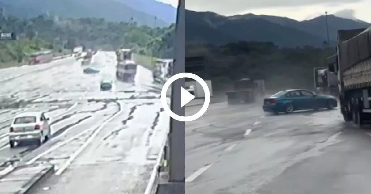 Motorista de BMW faz “cavalos-de-pau” na BR-376 com criança a bordo