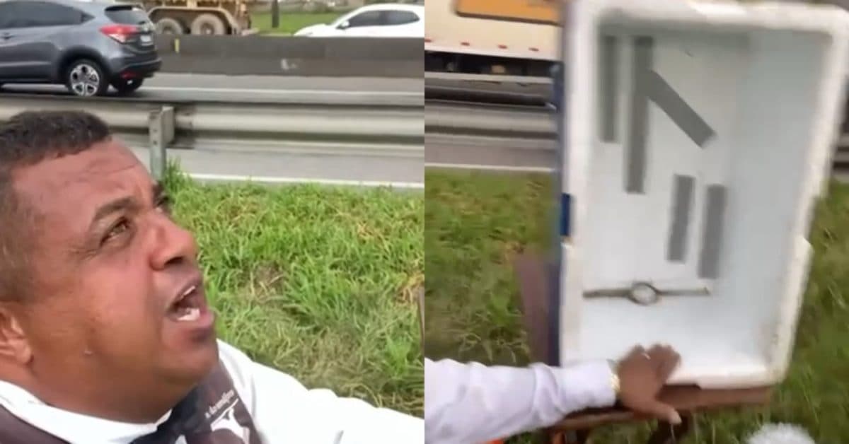Vendedor emociona ao agradecer a Deus após vender 100 garrafas de água na BR-101