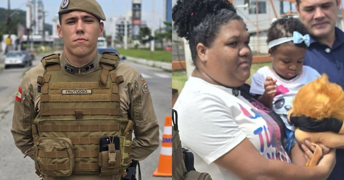Mãe corre até policial e filha bebê volta a respirar após manobra de salvamento em Itajaí
