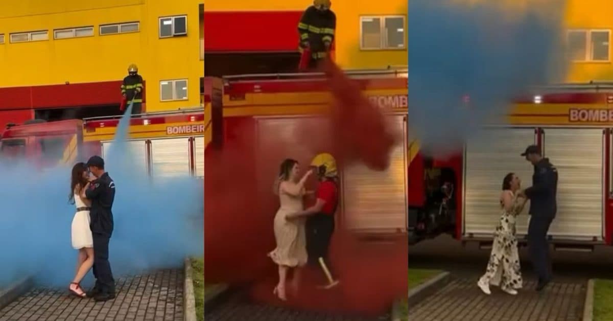Bombeiros se tornam pais e fazem chá revelação emocionante em Santa Catarina