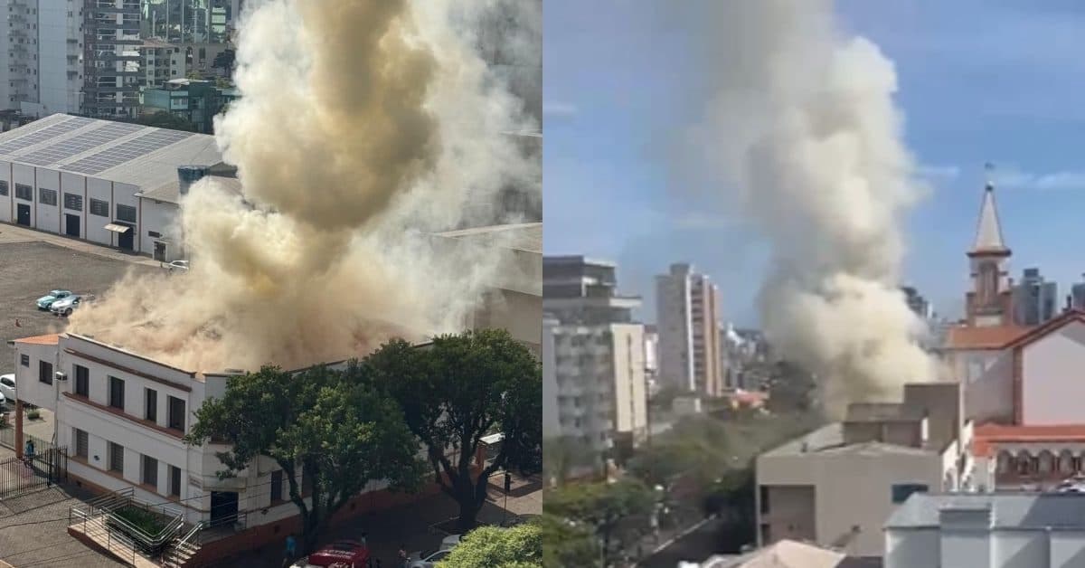 Incêndio de grandes proporções atinge Catedral Santo Antônio em Chapecó