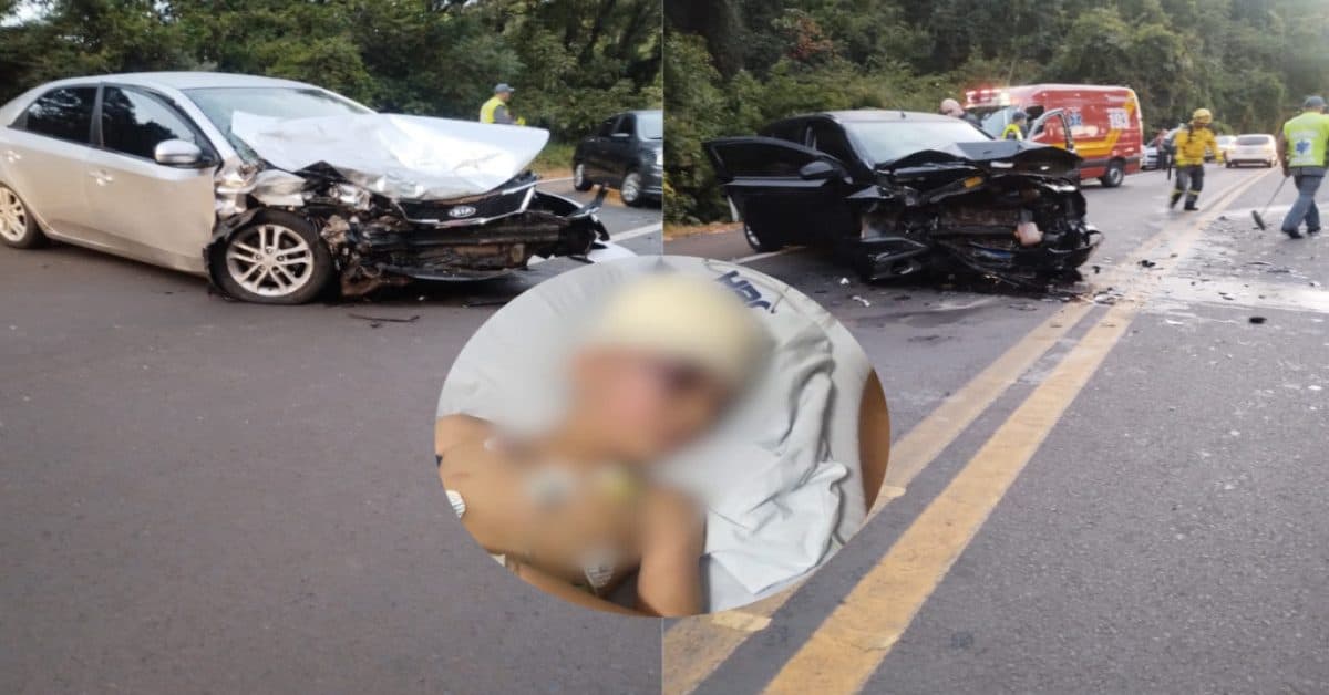 Criança sofre traumatismo craniano em acidente na BR-282, mas tranquiliza família