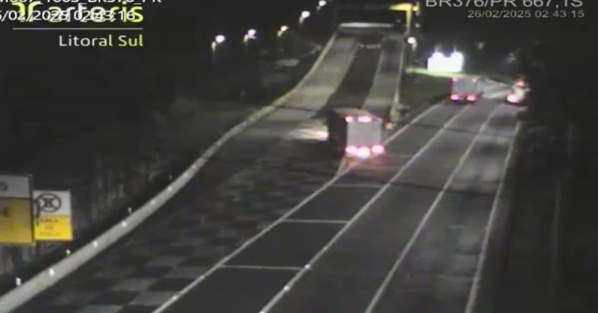 Caminhão desgovernado na BR-376 entra em área de escape e evita tragédia 