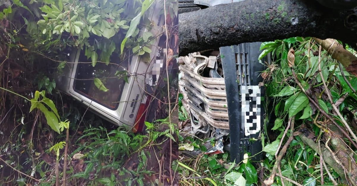 Motorista sai sozinho de carro após queda em ribanceira em Blumenau