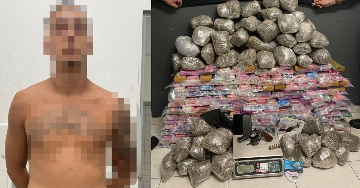 Com revólver na cintura e casa lotada de drogas, criminoso é preso em Florianópolis