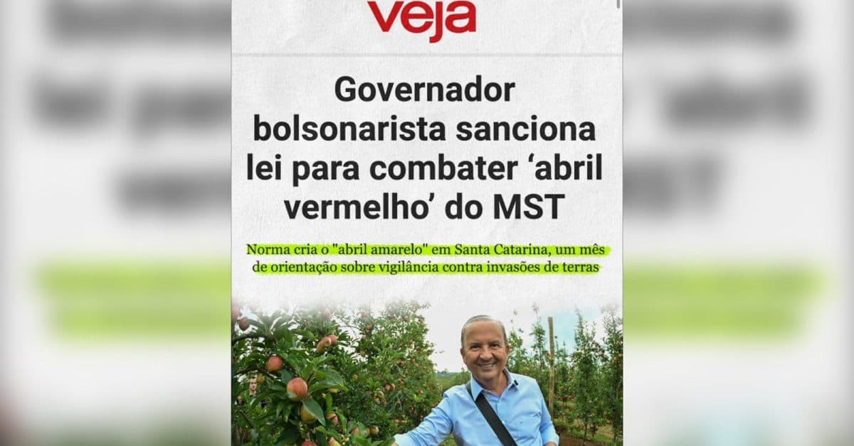“Santa Catarina não tolera invasões”: Governador Jorginho reafirma posição firme contra o MST após citação da revista Veja