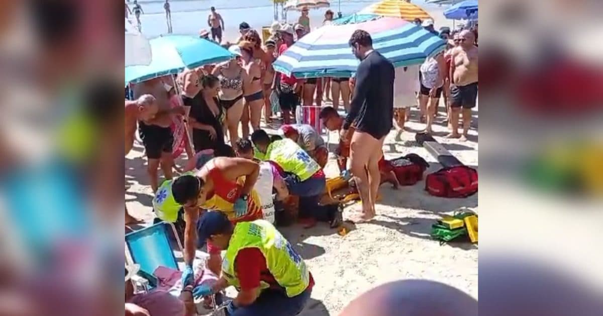 Avô tem dedos amputados e neta sofre ferimentos na cabeça após queda de barra de ferro de caminhão munck em Itapema