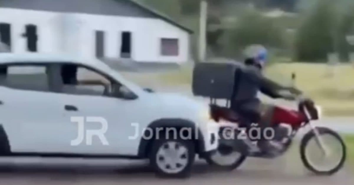 Motoboy é perseguido por motorista de veículo e derrubado de moto na BR-470